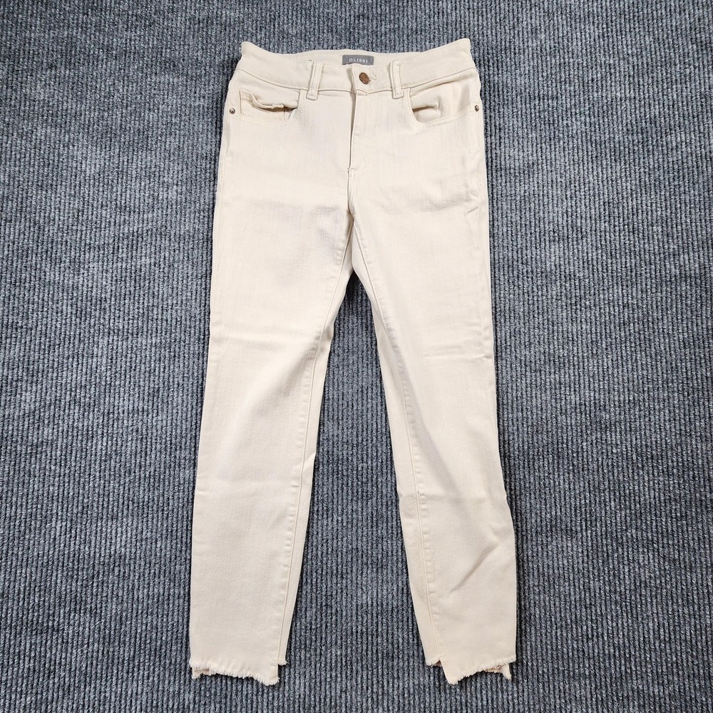 DL1961 Florence Cropped Jeans Womens‎ 27 Beige Mid Rise Skinny Raw Hem Denim